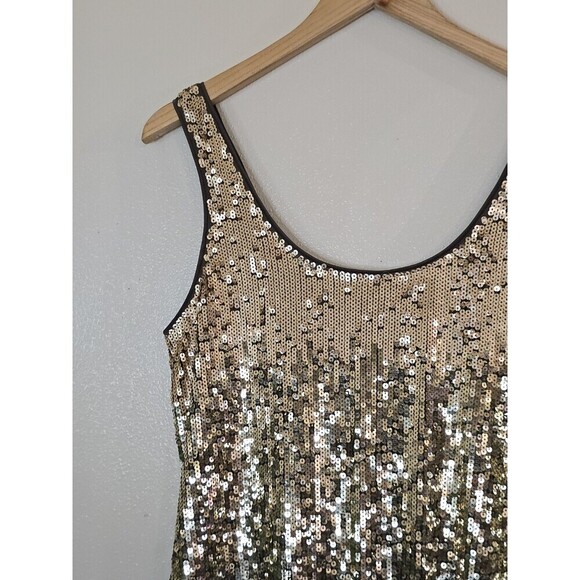 Express Gold Gradient Sequin Mini Dress Womens Size M Lined Party Formal Swiftie - Picture 3 of 9